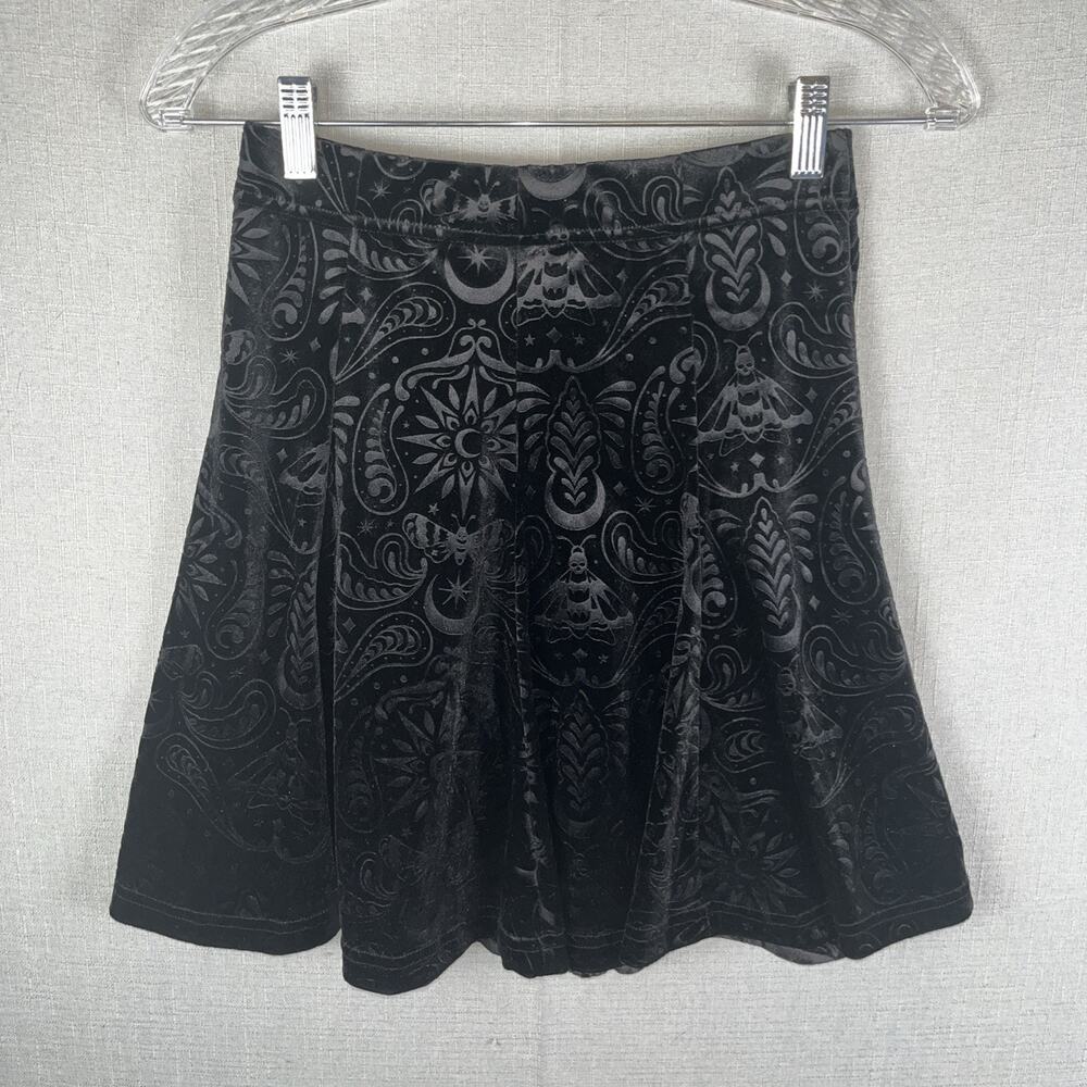 Kill Star Size XS Womens Velvet Whimsigoth Witchy Goth Fairy Grunge Mini Skirt - Picture 2 of 6
